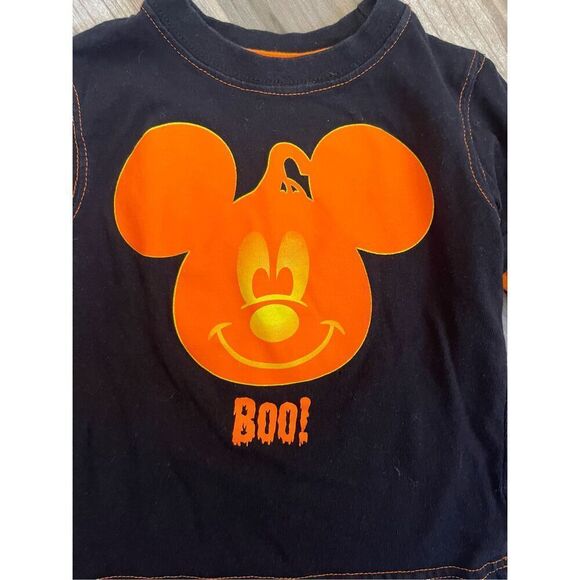 Disney Toddler Baby 24M Orange Black Mickey Mouse Halloween Tee Pumpkin - Picture 2 of 4